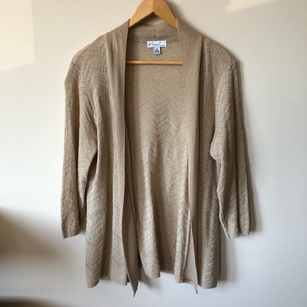 Kim Rogers Beige Nude Knit Open Front Cardigan XL